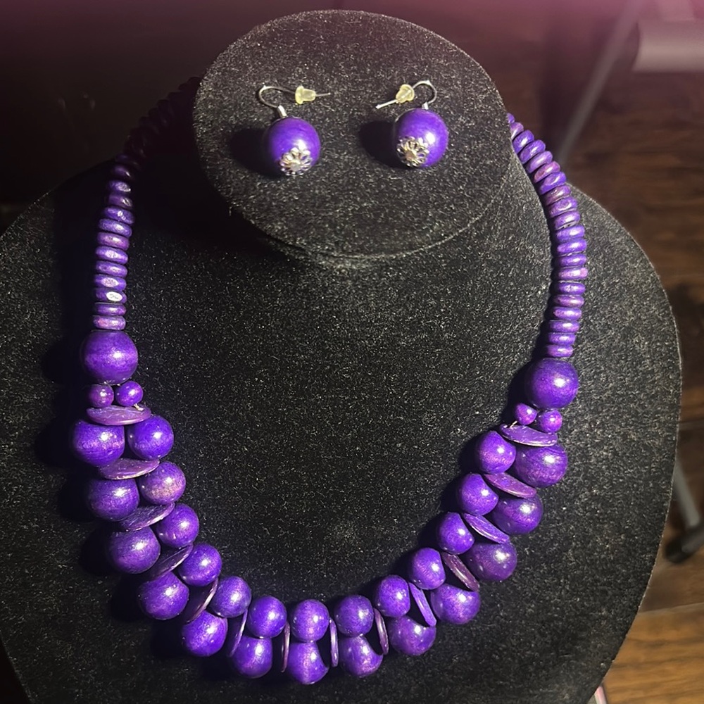 Elegant Purple Beaded Necklace Set